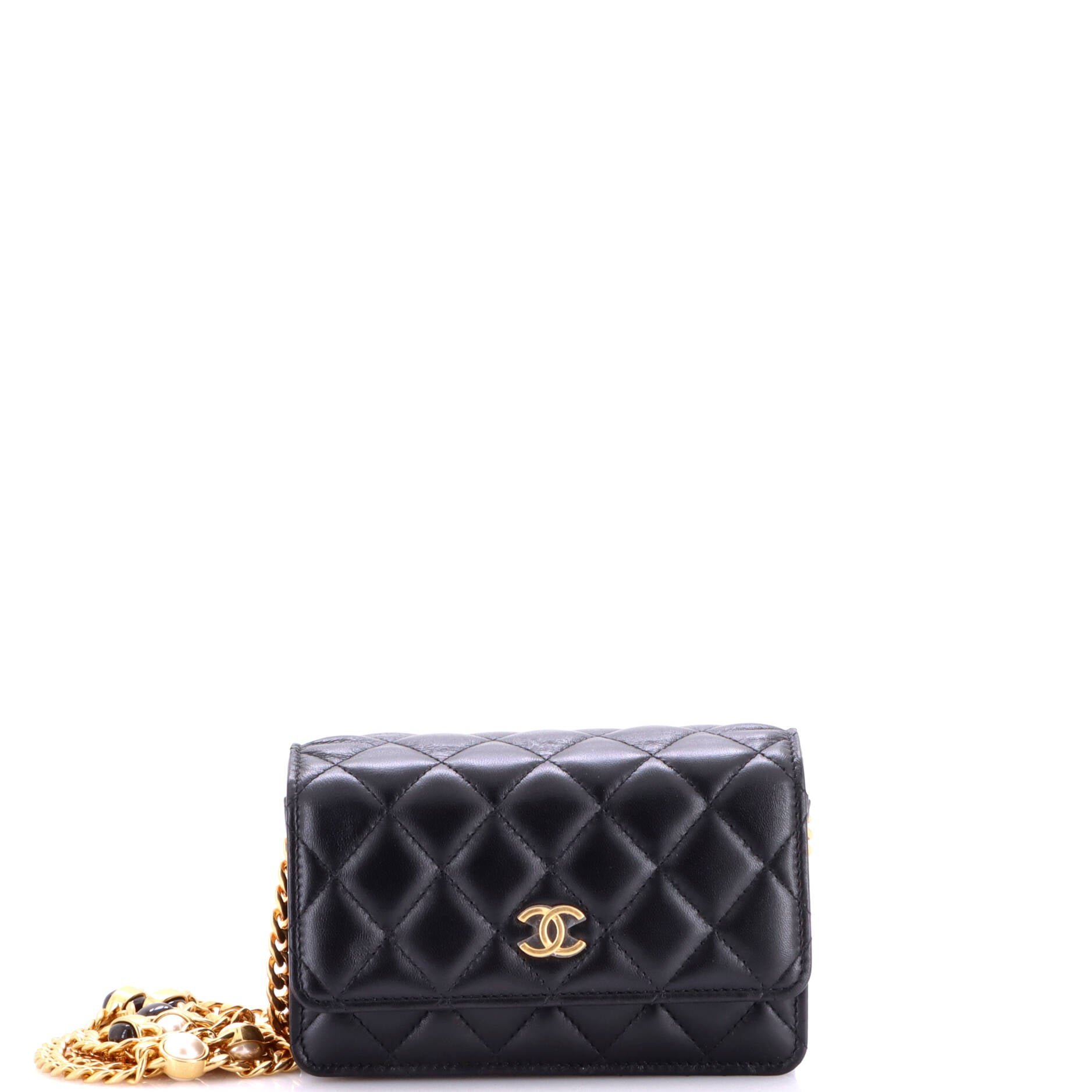 Pearl Samba Resin Wallet on Chain Quilted Calfskin Mini