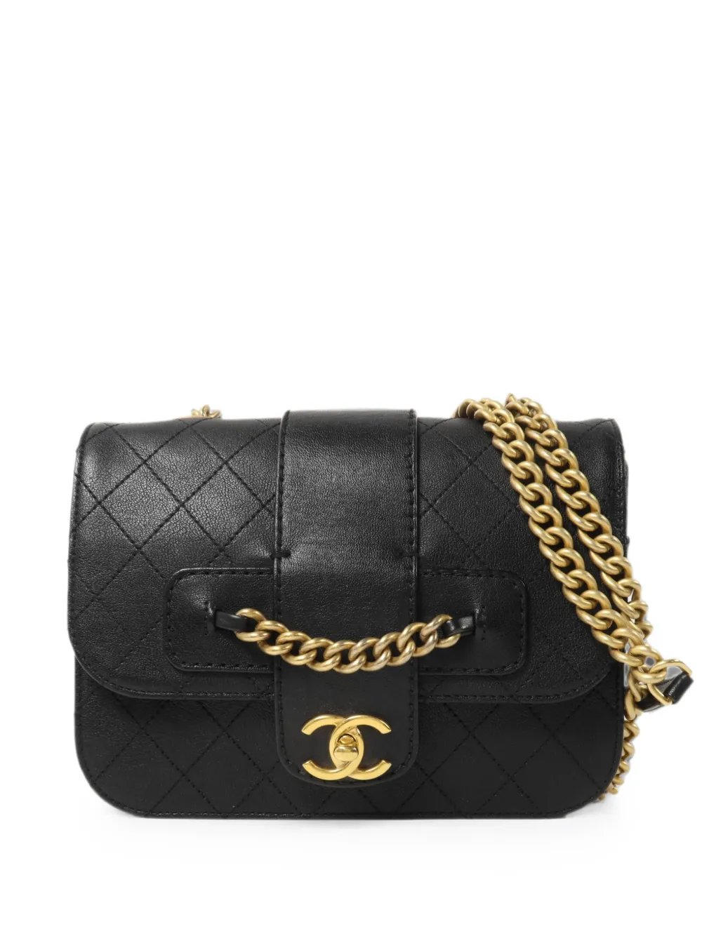 turn-lock-fastening shoulder bag