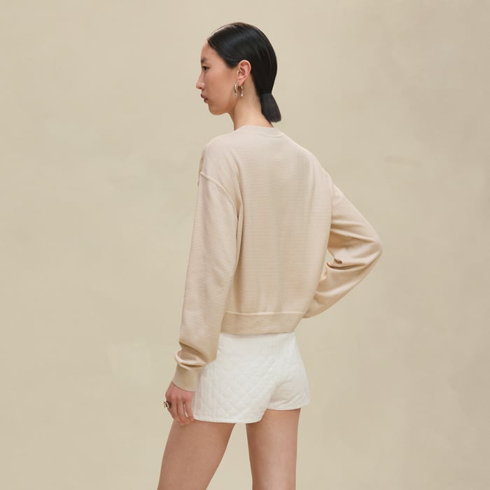 Blanc Perle "Candy Libris" Long-sleeve Twillaine Sweater