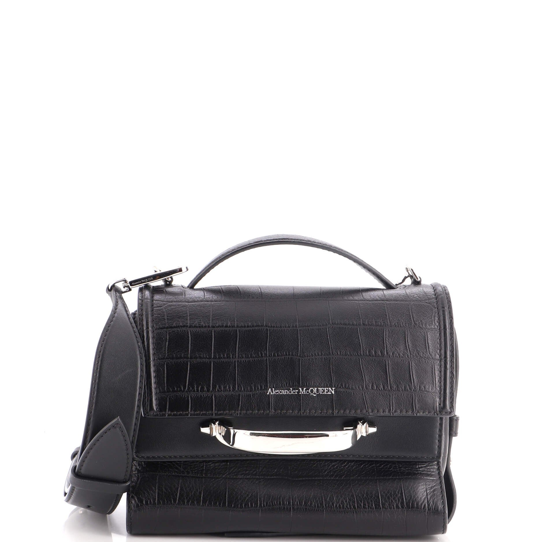 The Story Top Handle Bag Crocodile Embossed Leather Small