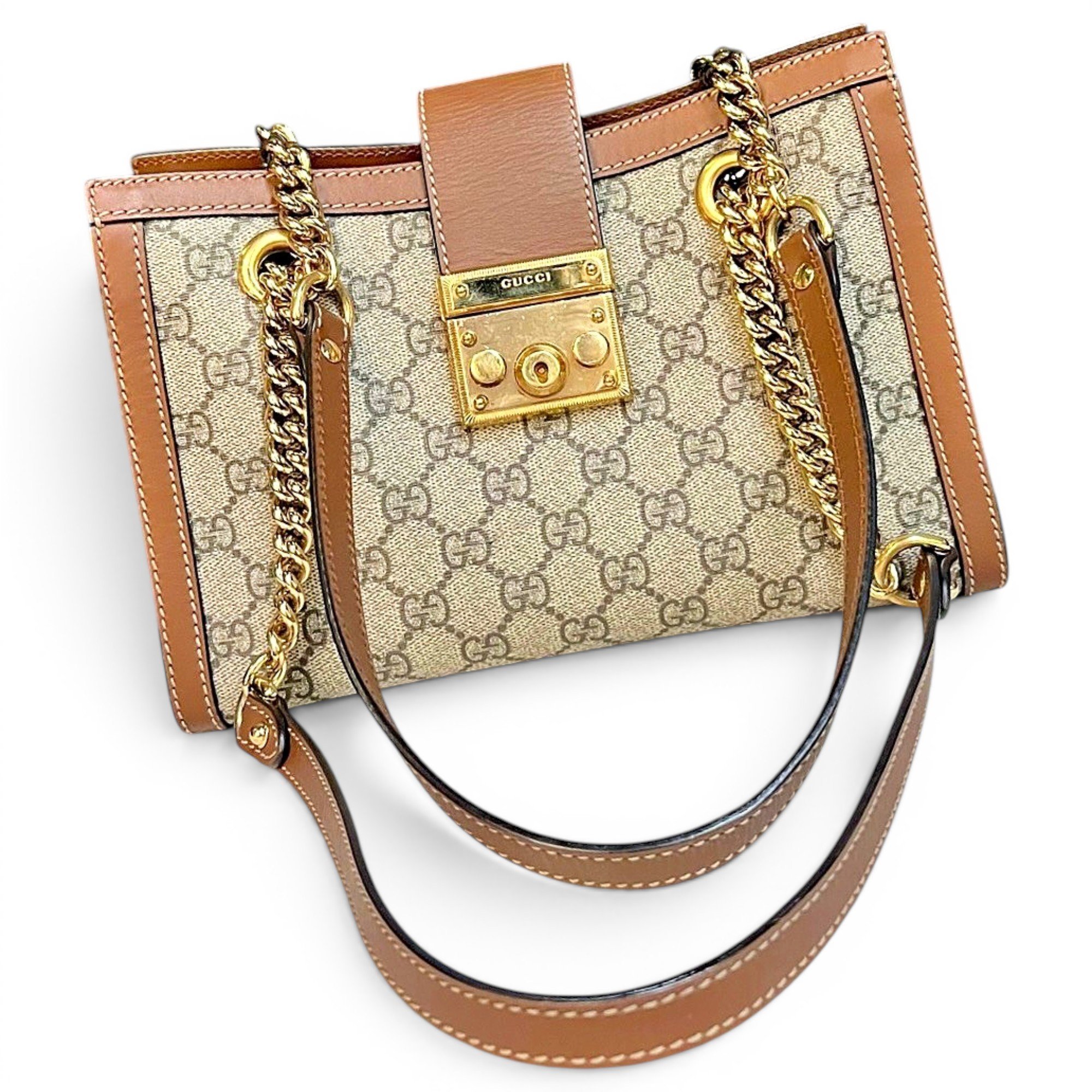 Padlock leather handbag
