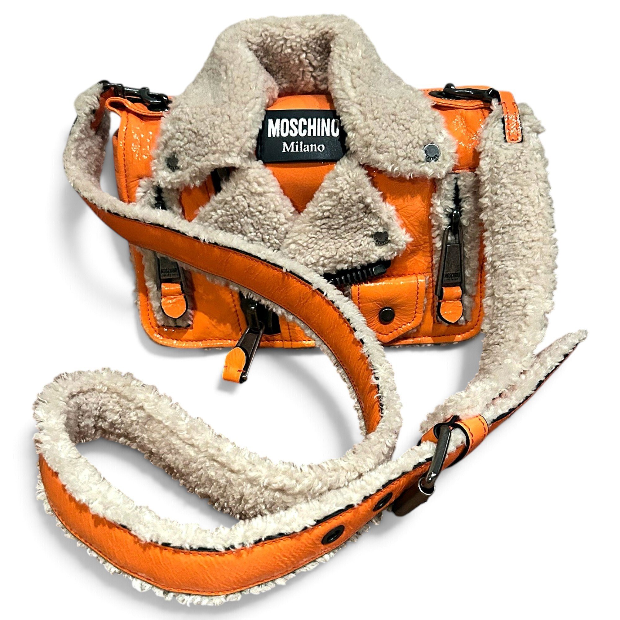 Moschino Biker patent leather crossbody bag