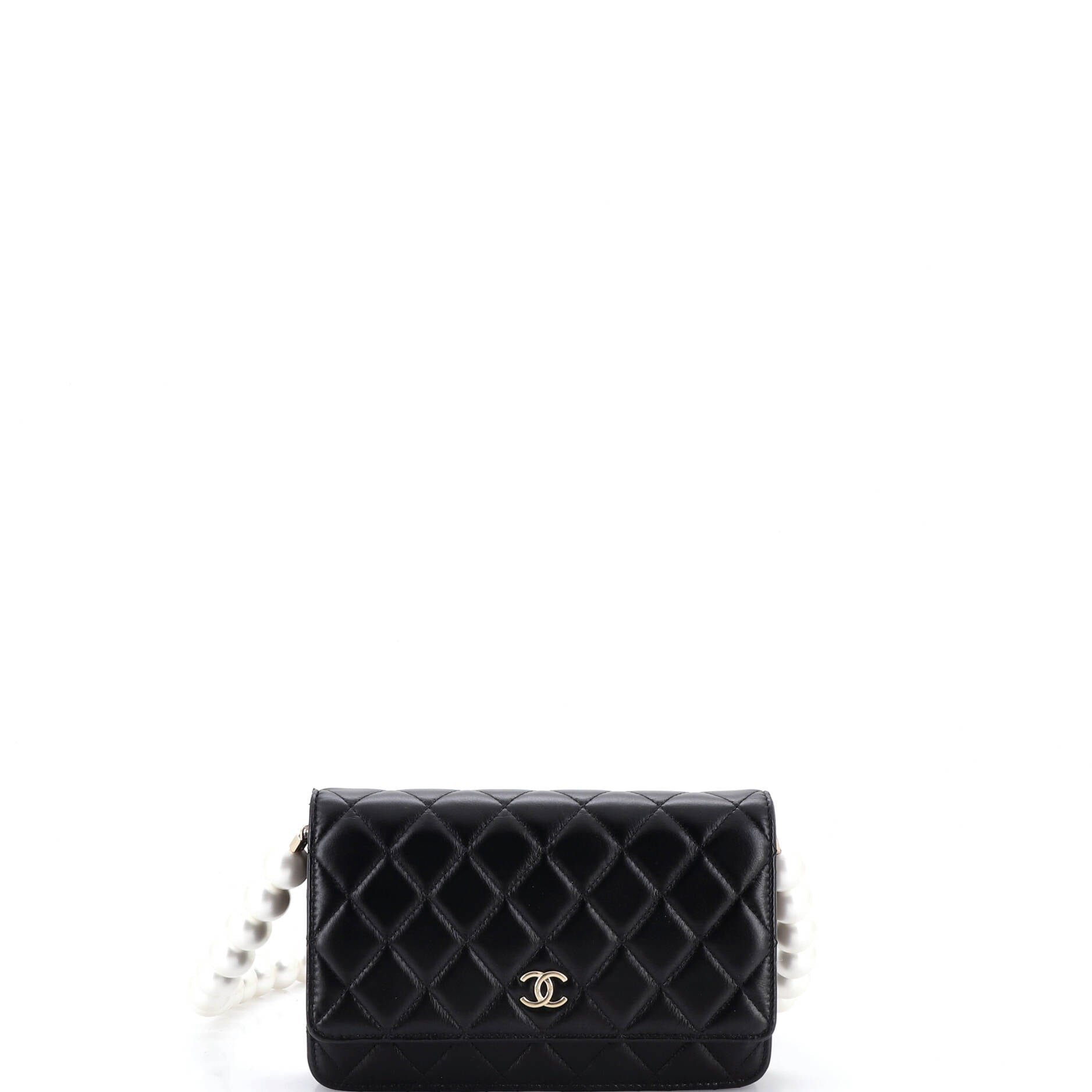 Pearl Strap Wallet on Chain Quilted Lambskin