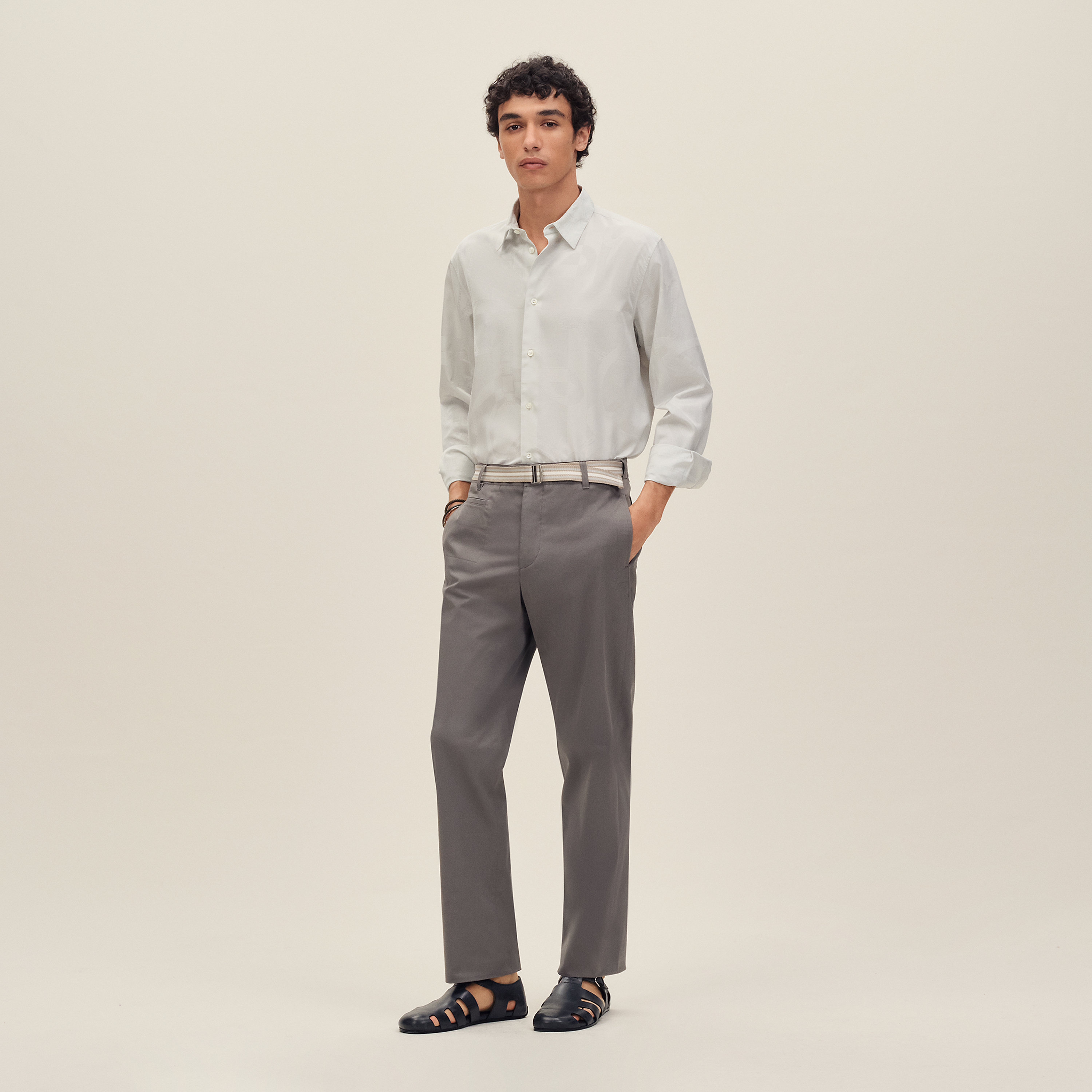 "Eperon d'Or Jacquard" straight cut shirt