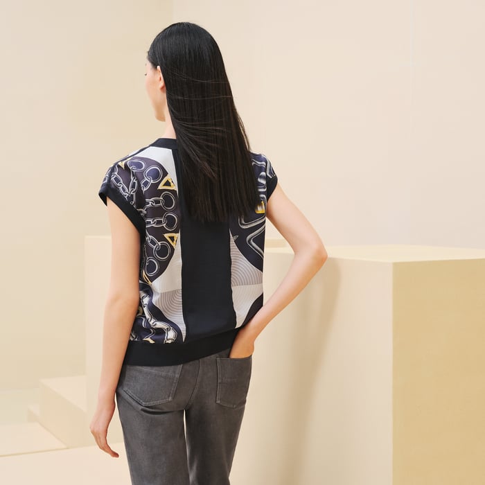 Bleu Noir "Effet Kaleidoscope" Short-sleeve Twillaine Sweater