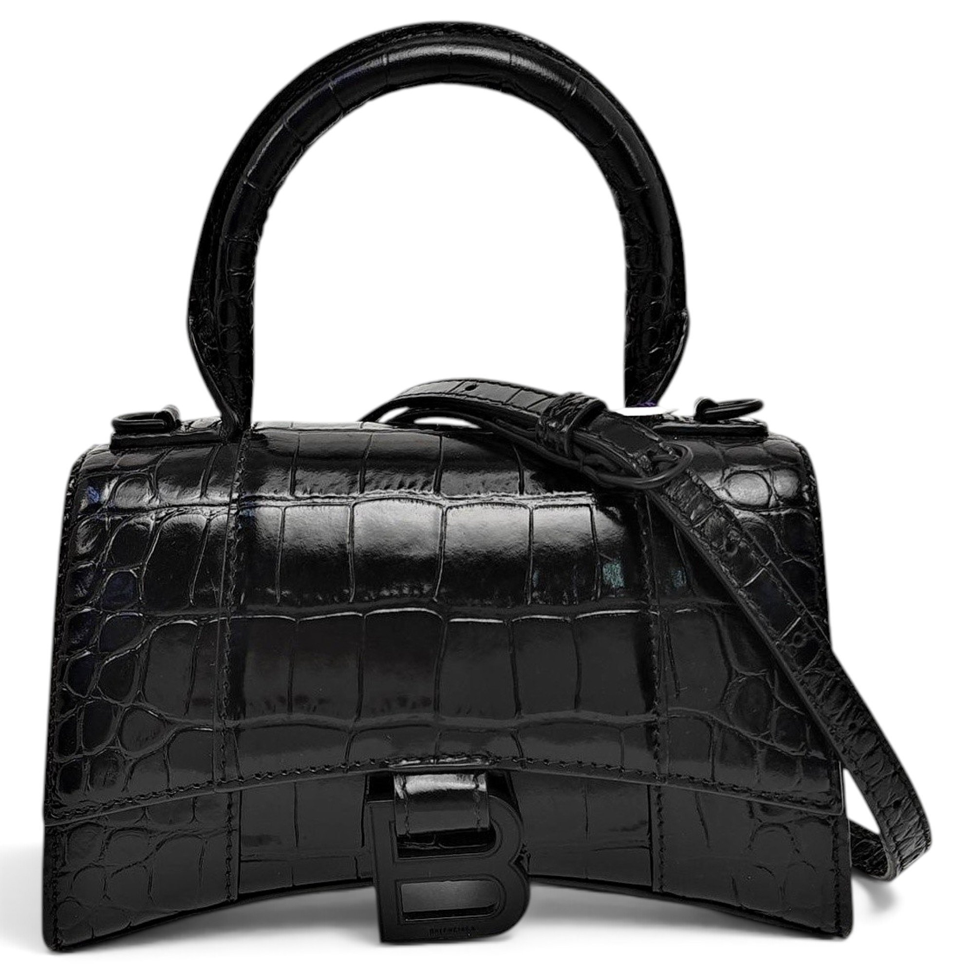 Hourglass leather handbag