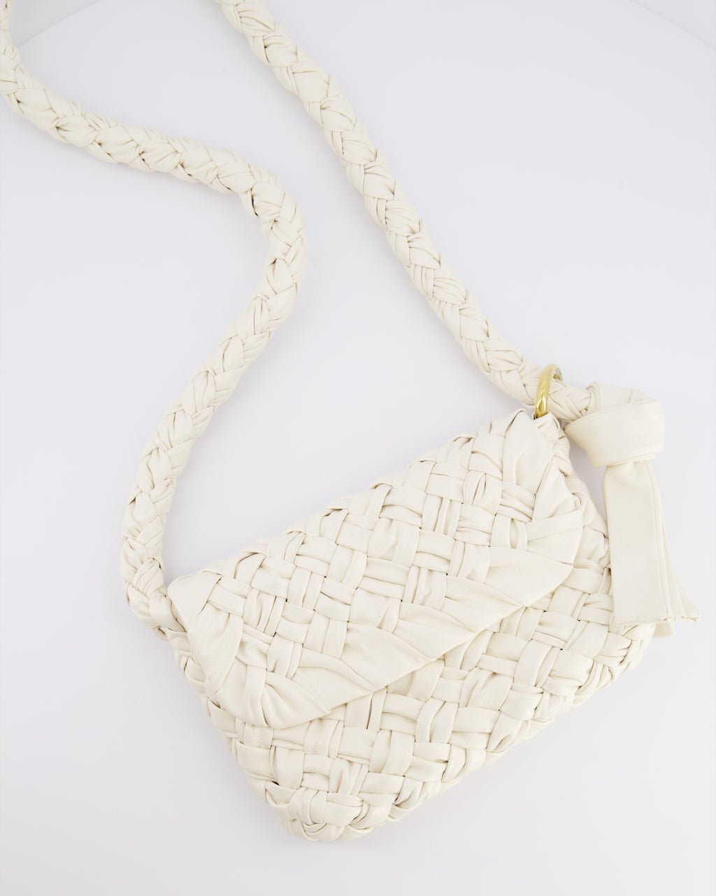 Bottega Veneta Bone White Small Kalimero Leather Citta Bag with Gold Hardware RRP £3,140