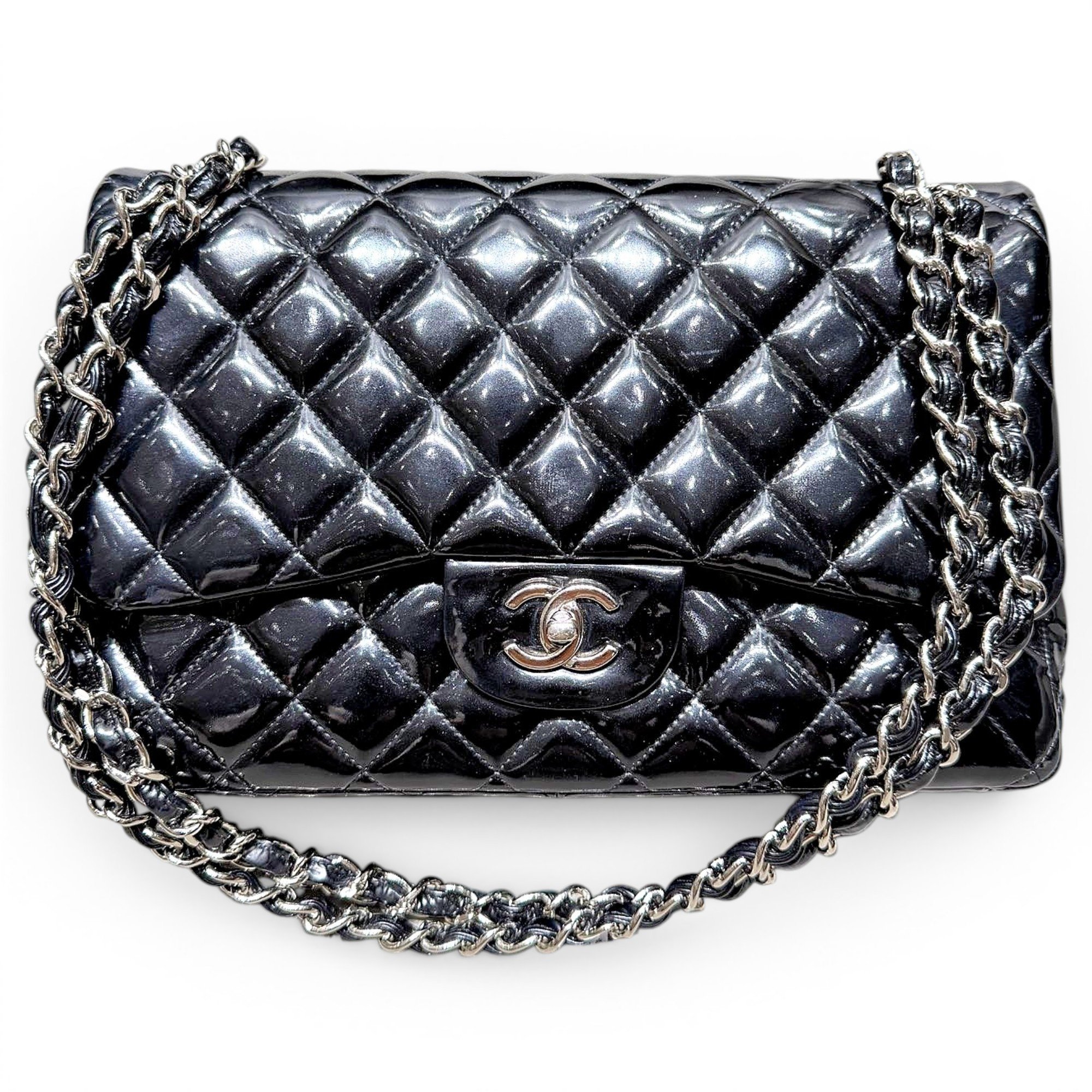 Trendy CC Flap patent leather handbag