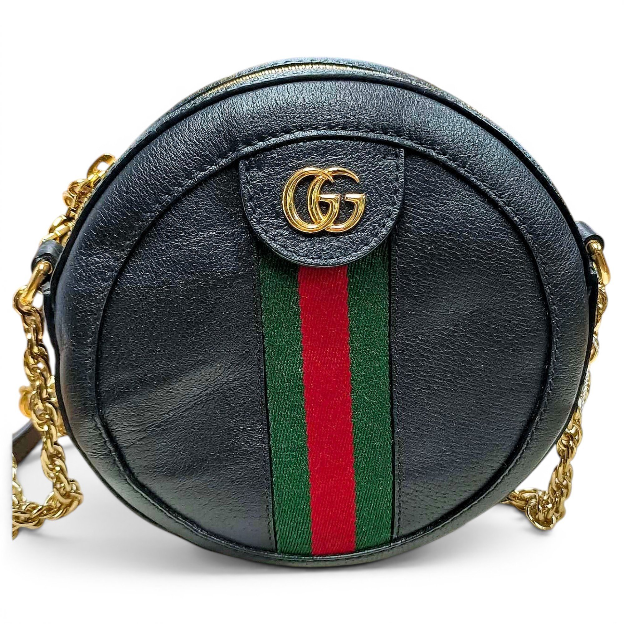 Ophidia Round leather crossbody bag