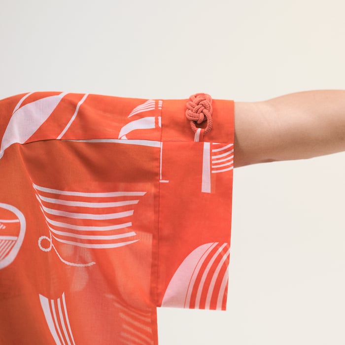Orange Corail "Thalassa Tattoo" Beach Tunic