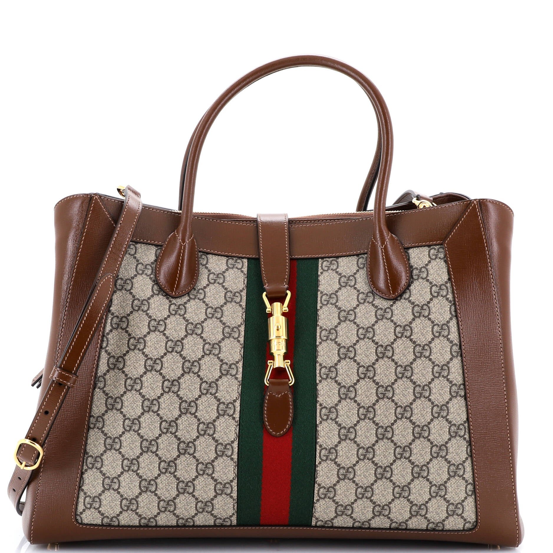 Jackie 1961 Web Tote GG Canvas and Leather Large