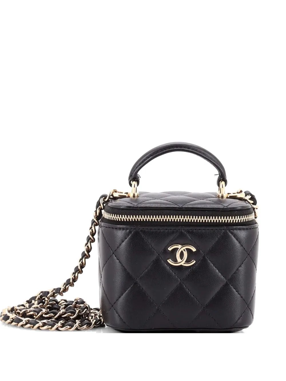 Classic Top Handle Vanity Case with Chain Quilted Lambskin Mini crossbody bag