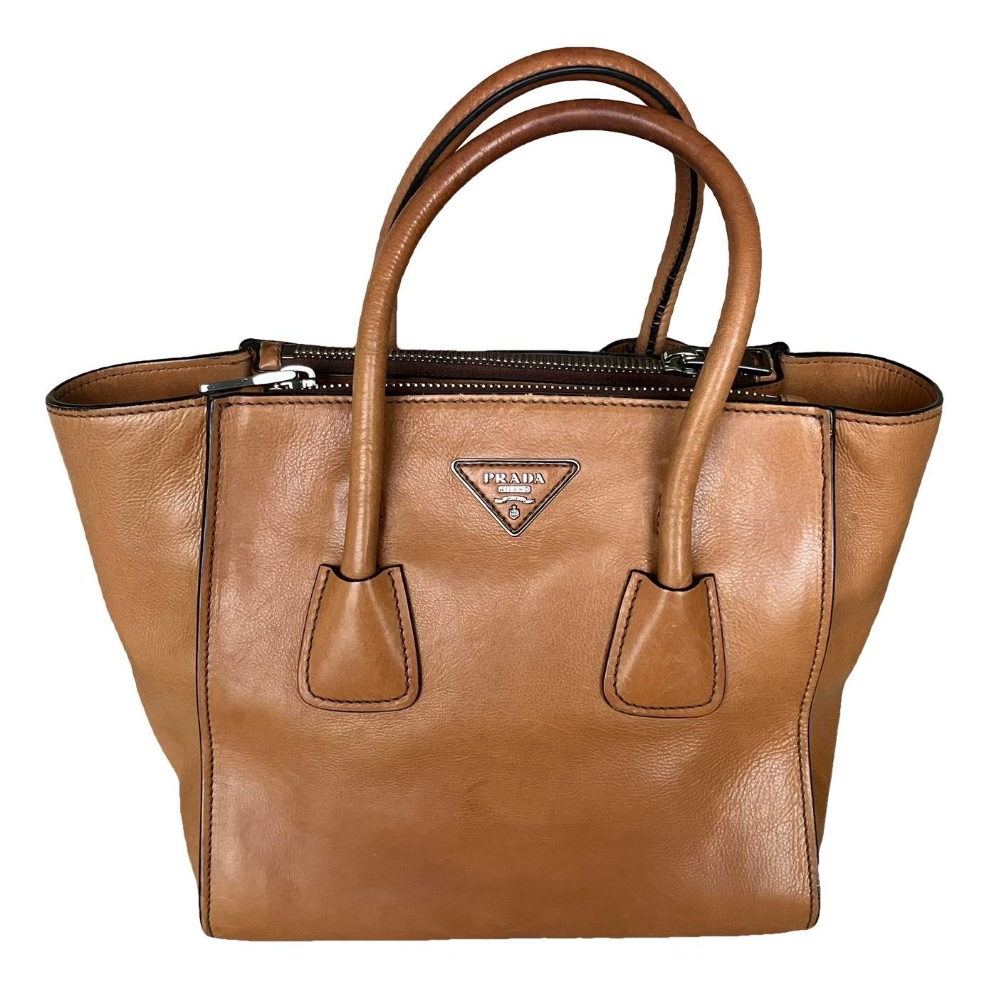 Double leather handbag