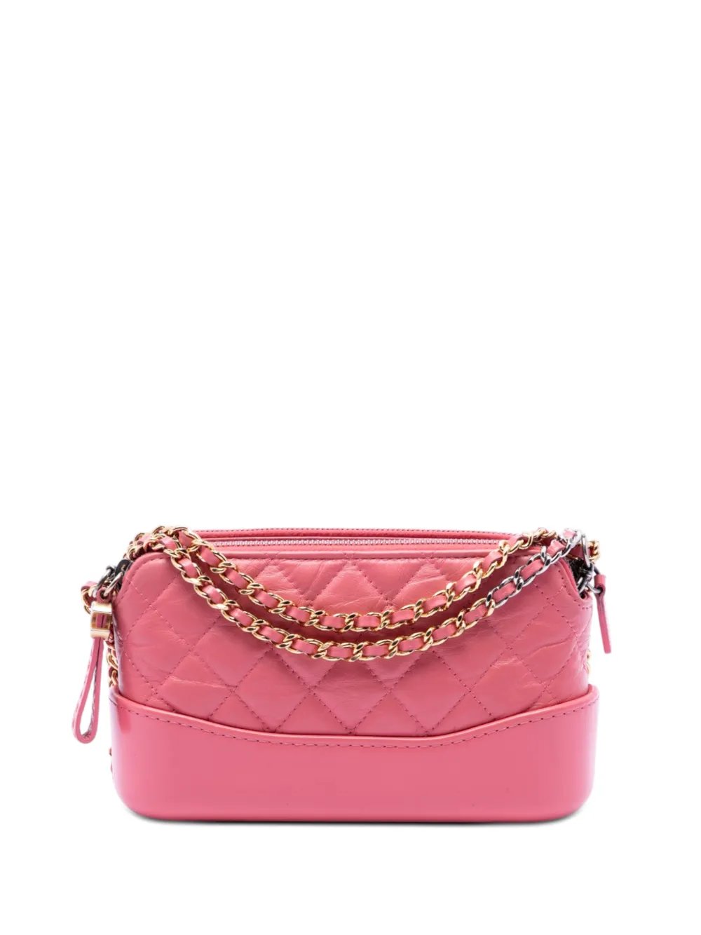 Chanel 2019 Quilted Aged Calfskin Gabrielle Double Zip Clutch with Chain crossbody bag