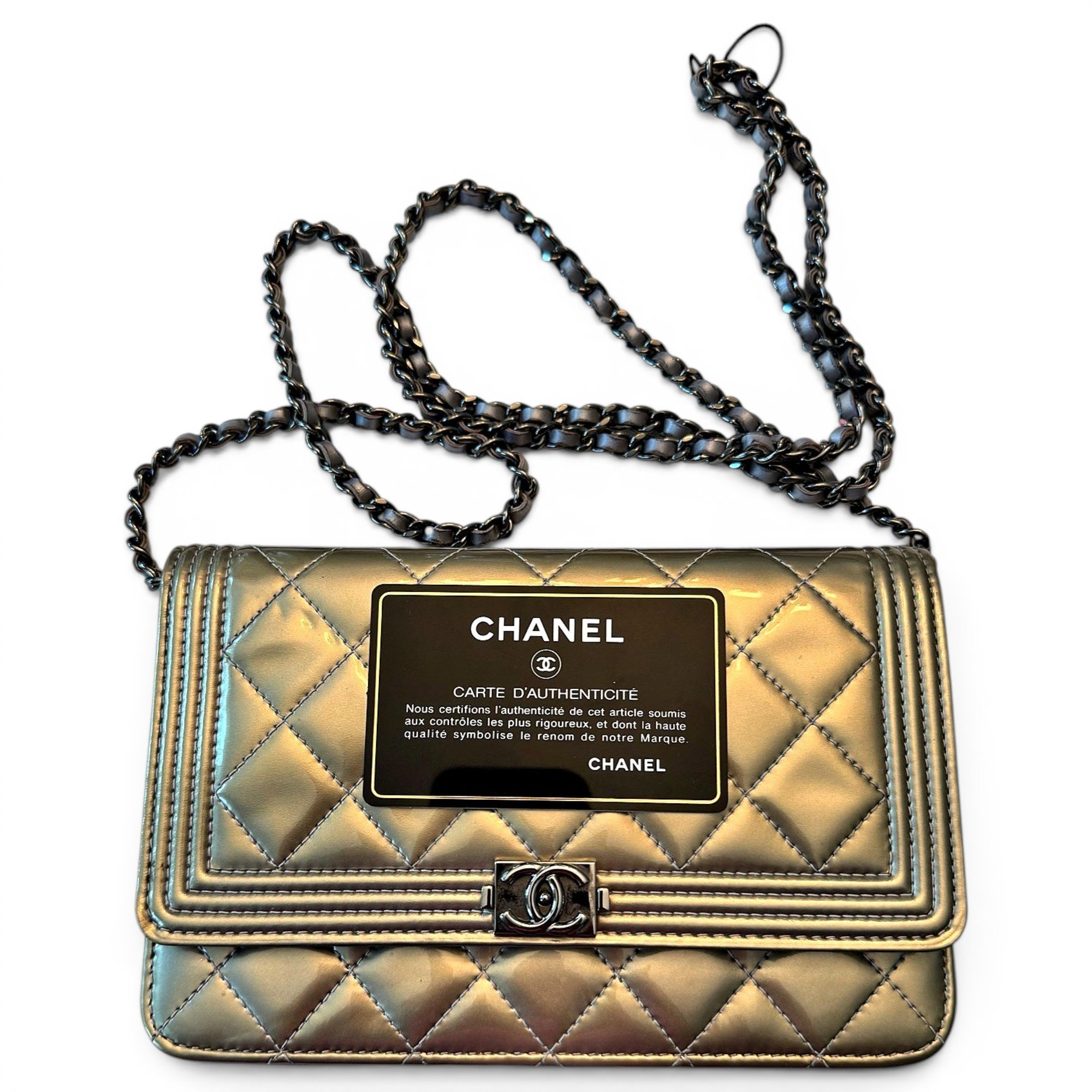 Wallet On Chain Boy patent leather mini bag