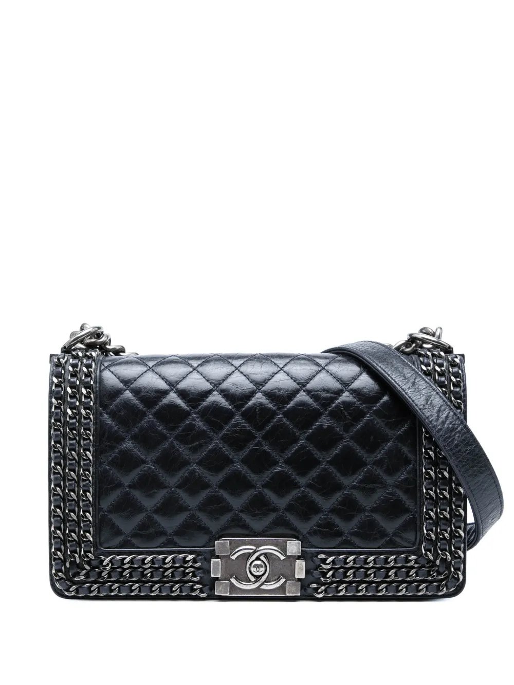 2016-2017 Old Medium Quilted Glazed Calfskin Chain Around Boy Flap crossbody bag