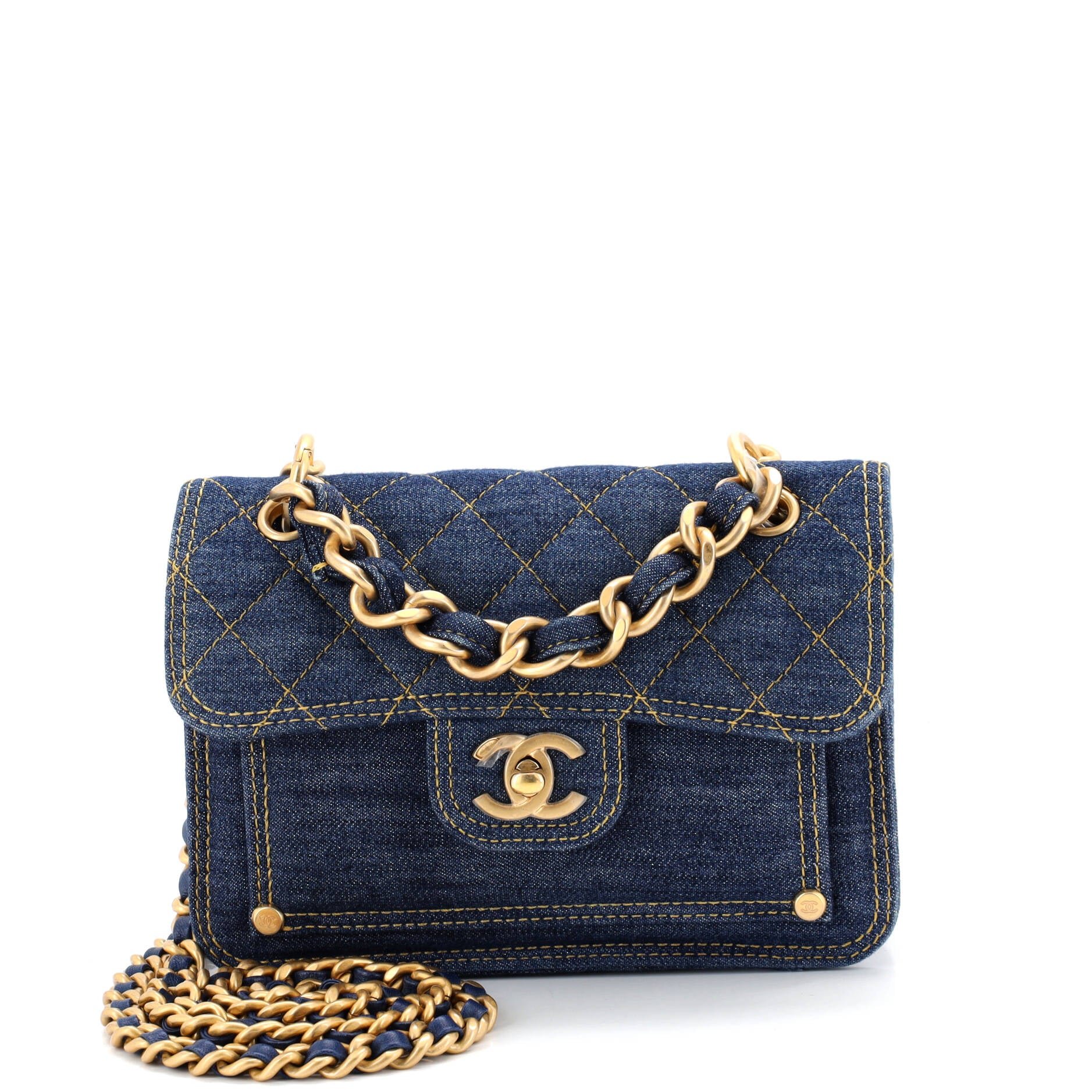 Double You CC Flap Bag Quilted Denim Medium