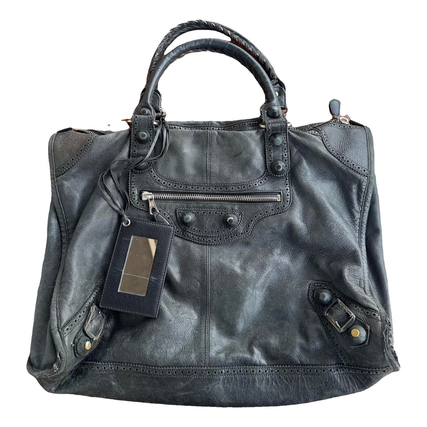 Weekender leather handbag