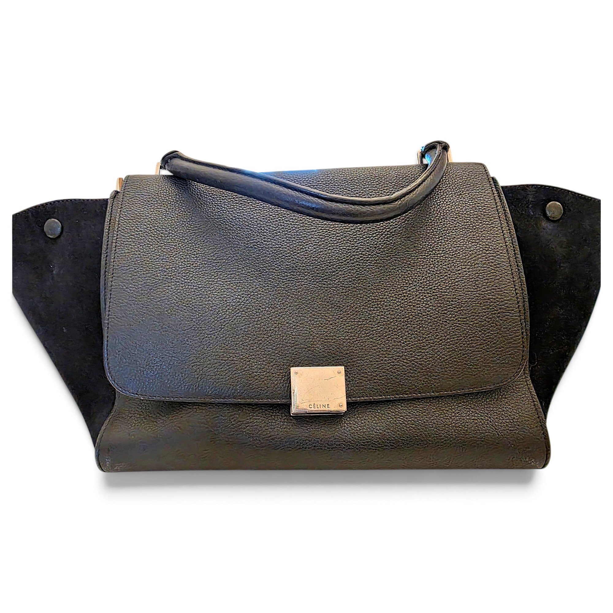 Trapèze leather handbag