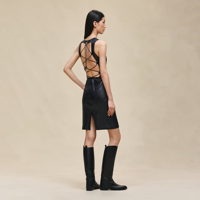 Bleu Noir Dress With Laced Back