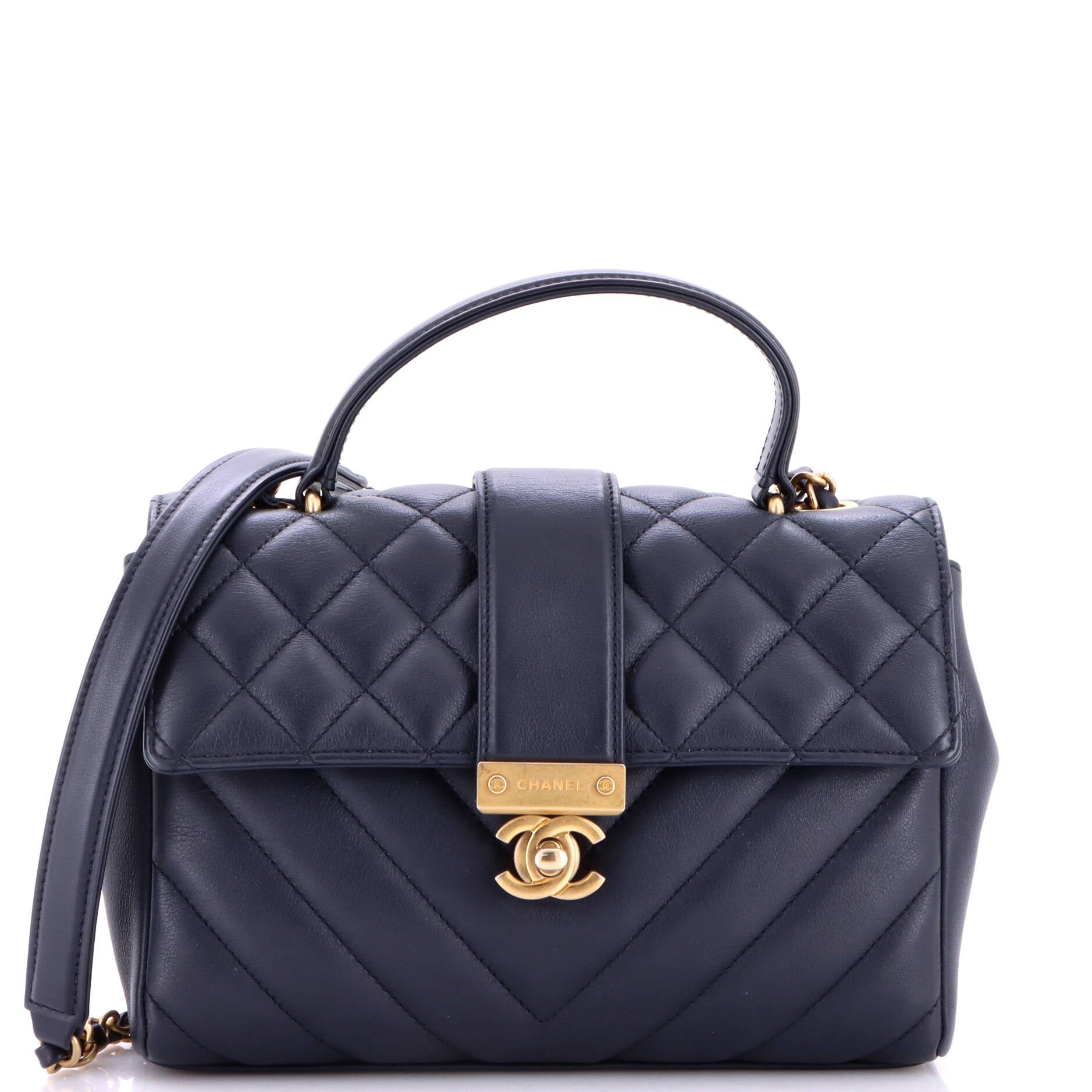 In The City Top Handle Flap Bag Mixed Quilt Calfskin Small