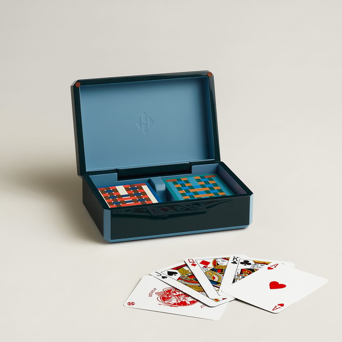 Bleu Grands Fonds Facettes H Tissage Poker Card Box