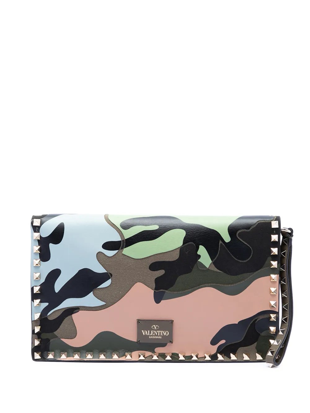 2000-2026 Canvas and Nappa Camouflage Rockstud Wristlet clutch bag