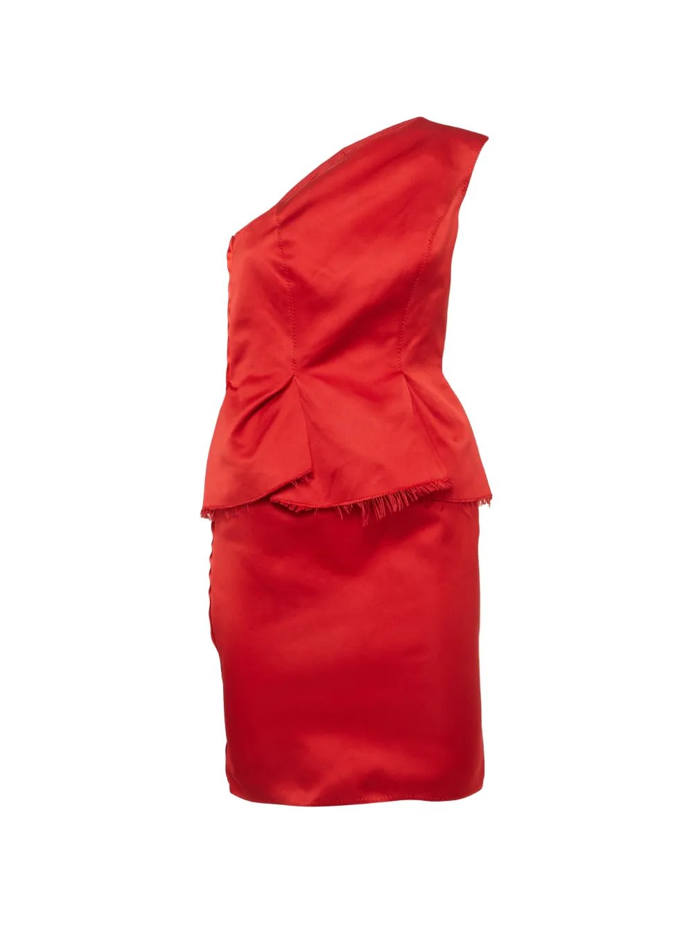 Les 10 ans one-shoulder peplum mini dress