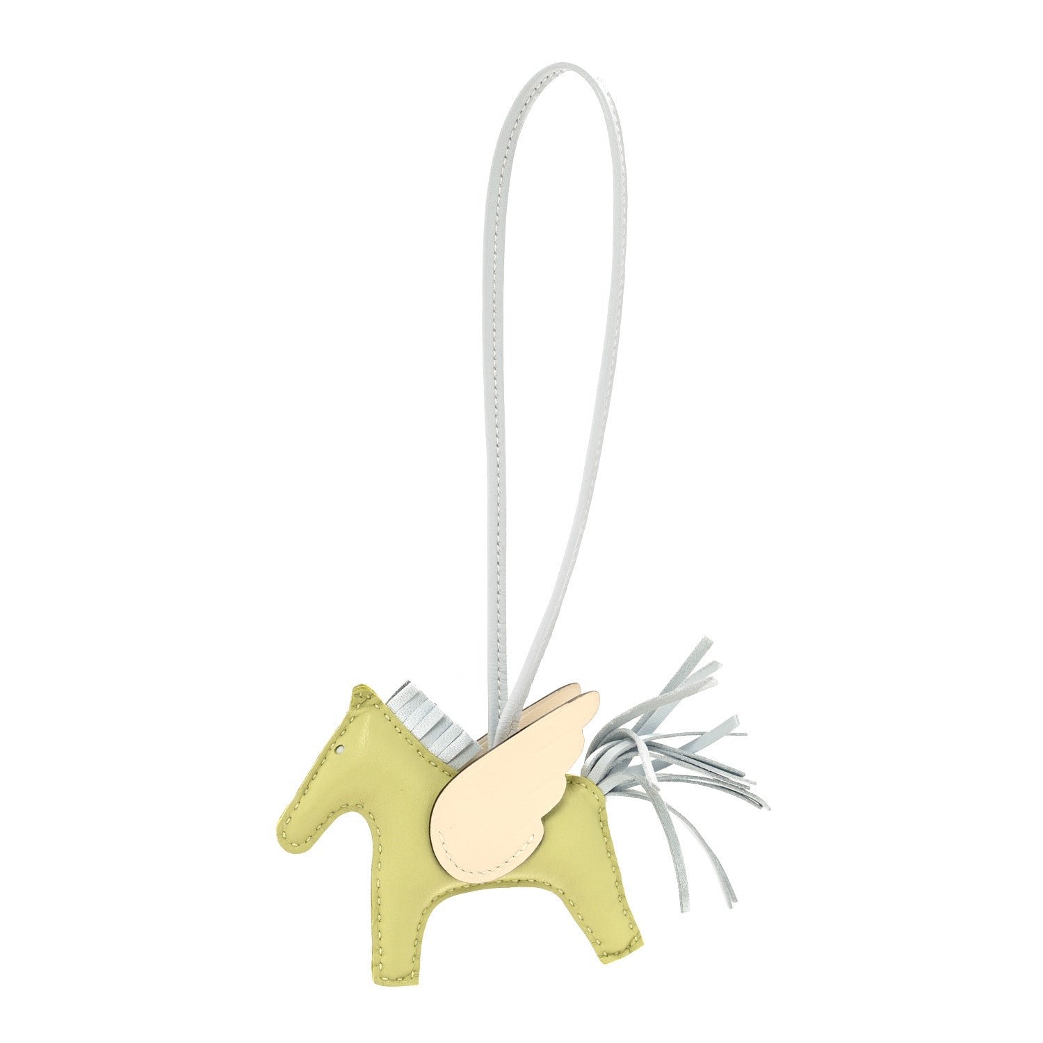 Hermes Milo Lambskin Grigri Rodeo Pegase Horse Bag Charm PM Jaune Bourgeon Bleu Brume Nata