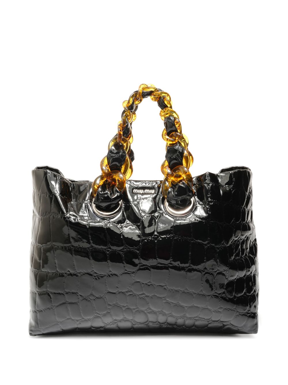 2000-2010s croc-effect chain tote bag
