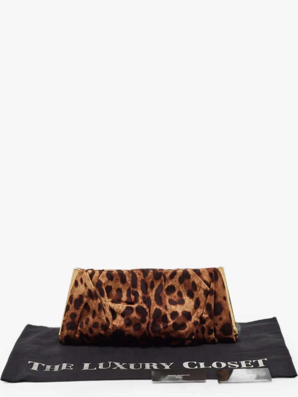 Pleated leopard-print clutch bag