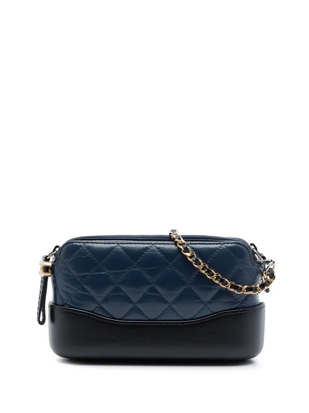 2018 Bicolor Aged Calfskin Gabrielle Double Zip Clutch with Chain crossbody bag
