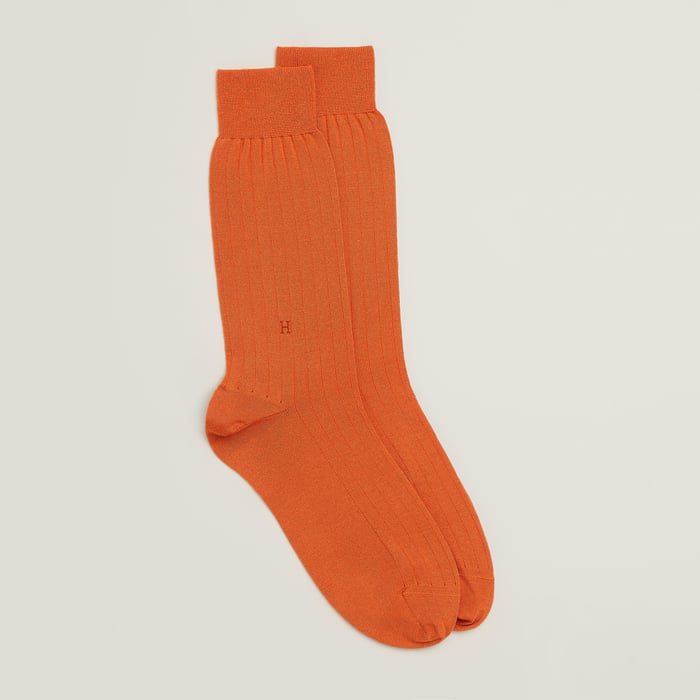 Orange Hermès "H" Embroidery Socks