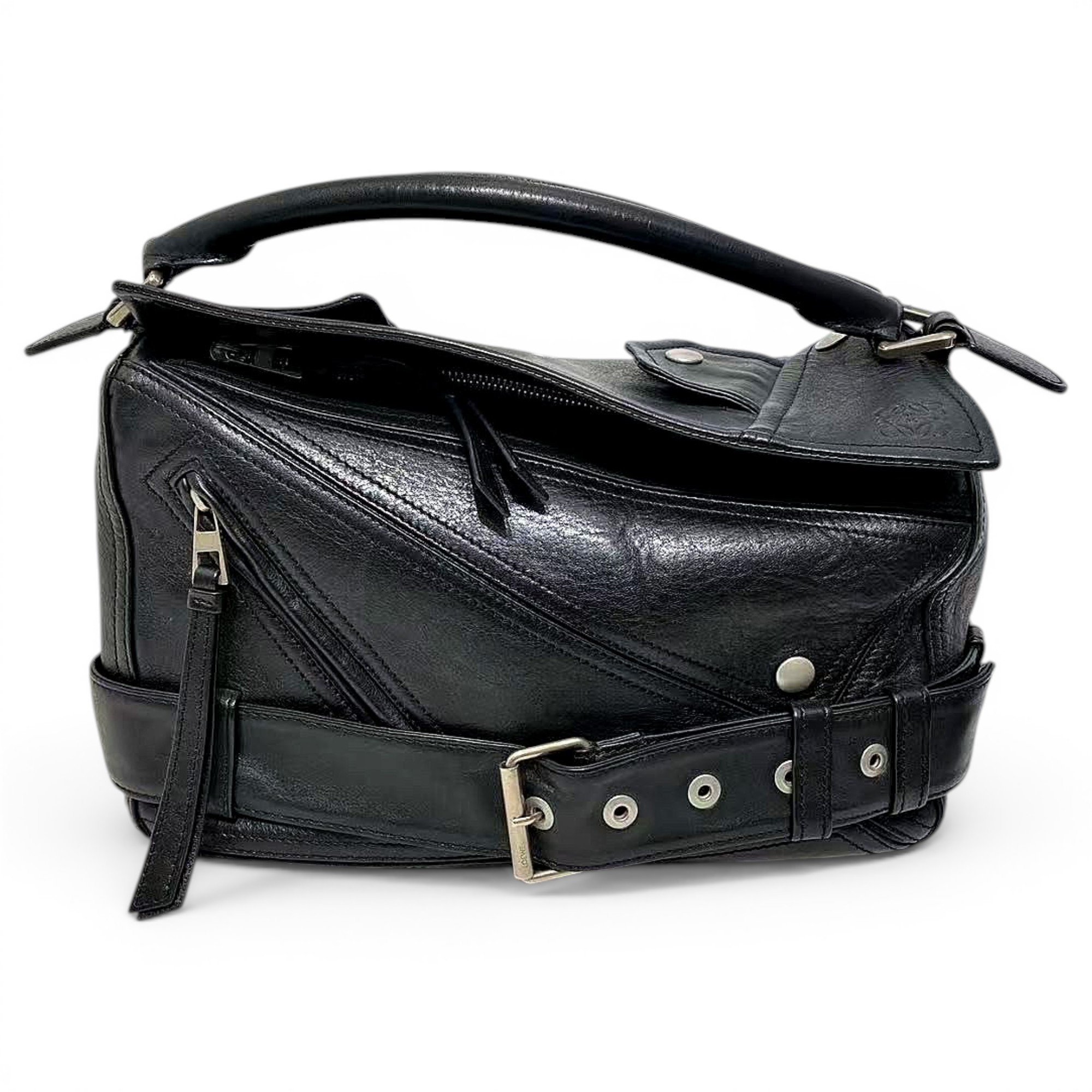 Puzzle leather handbag