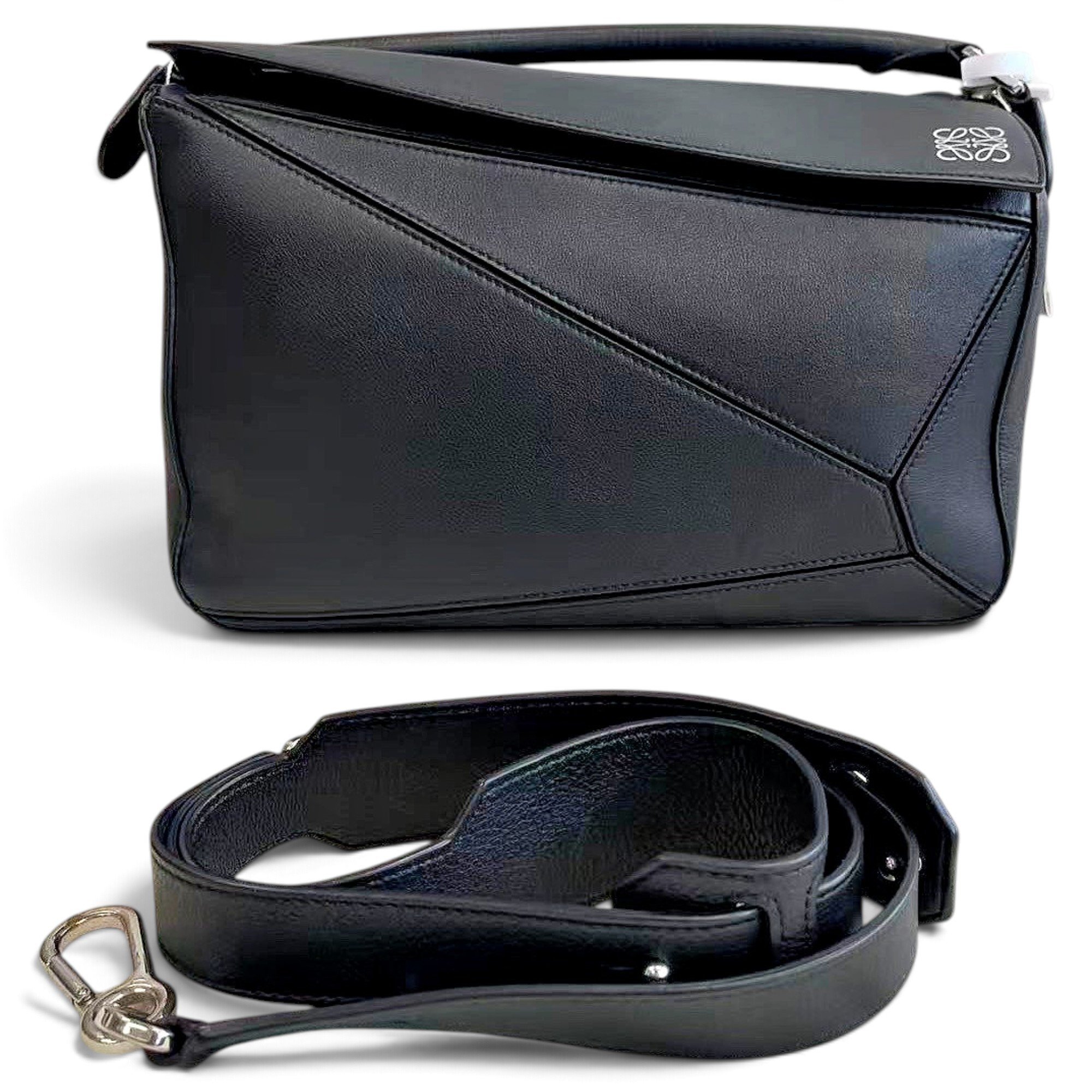 Puzzle leather handbag