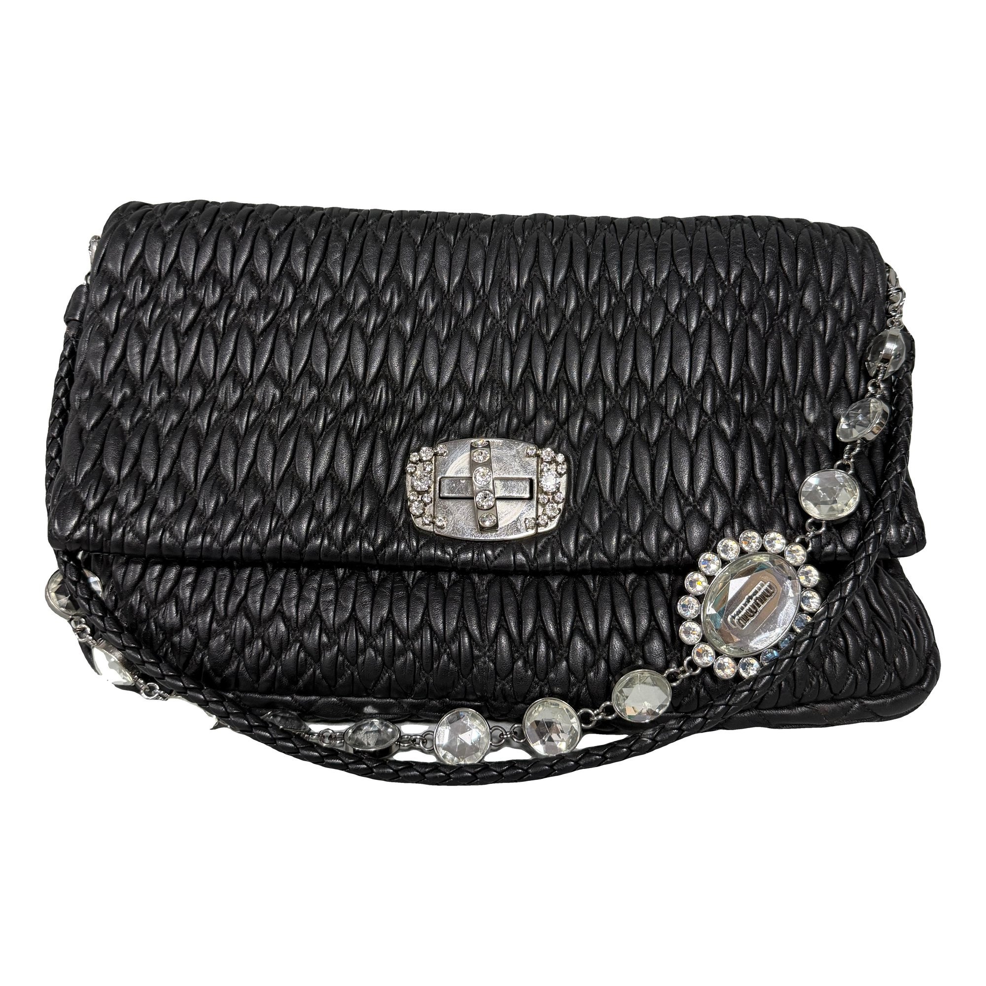 Miu Crystal leather handbag