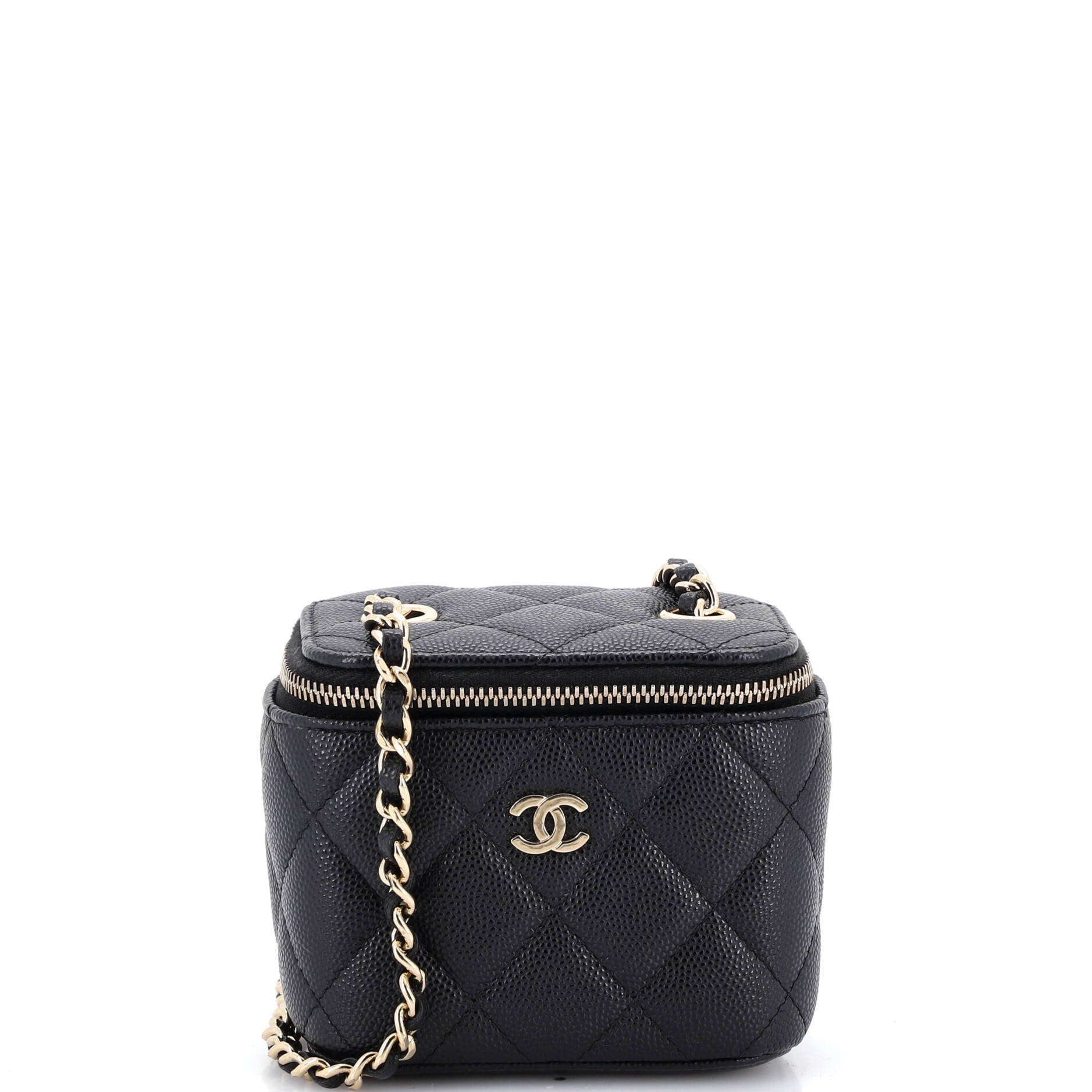 Classic Vanity Case with Chain Quilted Caviar Mini
