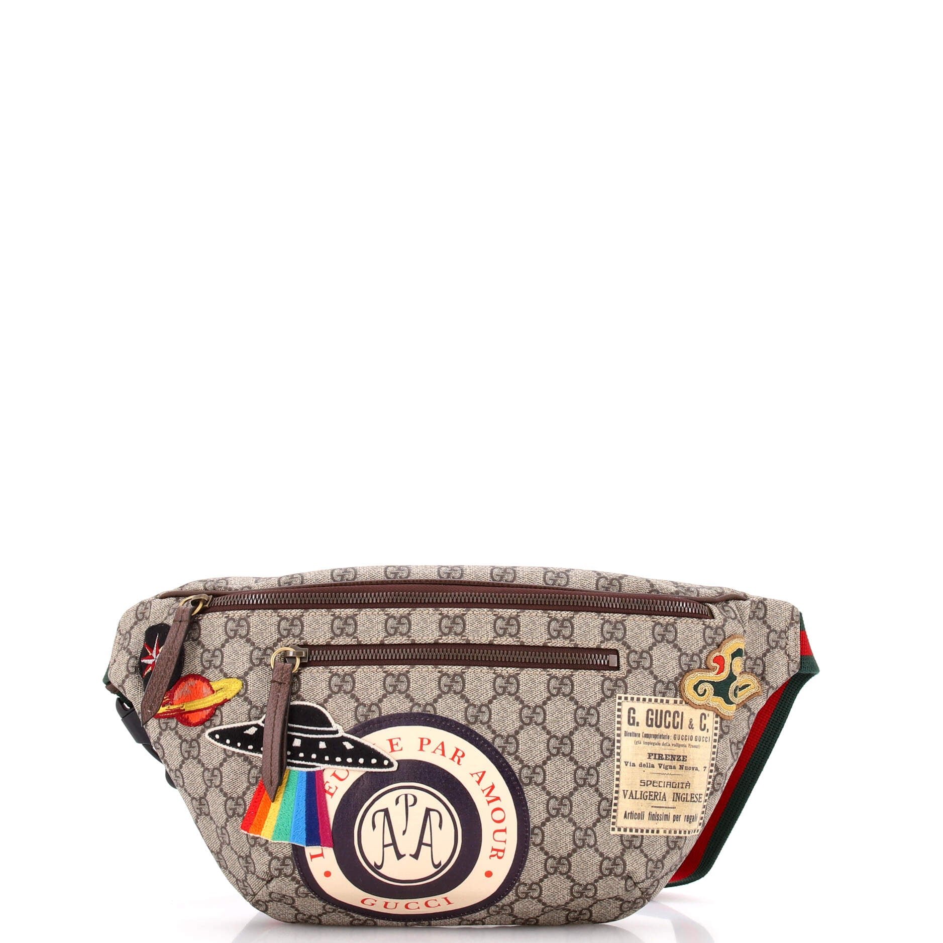 Courrier Zip Belt Bag GG Coated Canvas with Applique