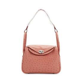 Hermes Terre Cuite Ostrich Lindy 26 Palladium Hardware, 2015