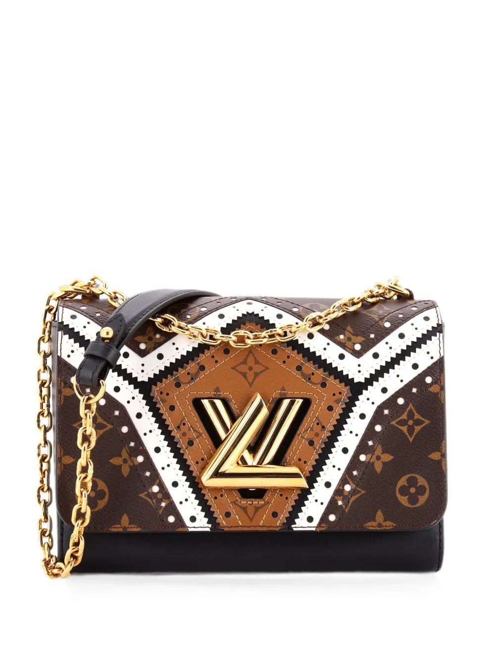 Louis Vuitton Twist Handbag Limited Edition Brogue Reverse Monogram Canvas and Leather MM shoulder bag
