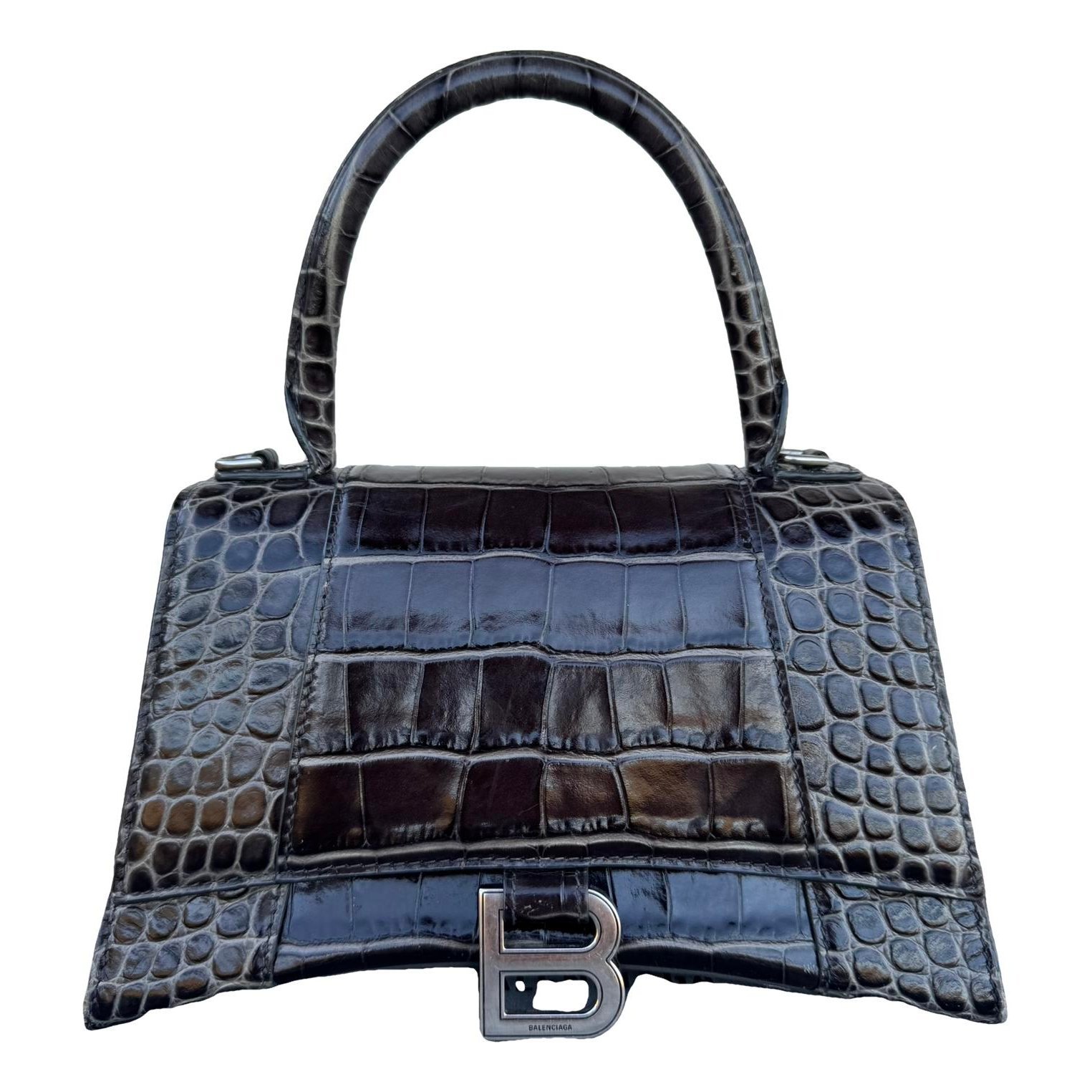 Hourglass leather handbag