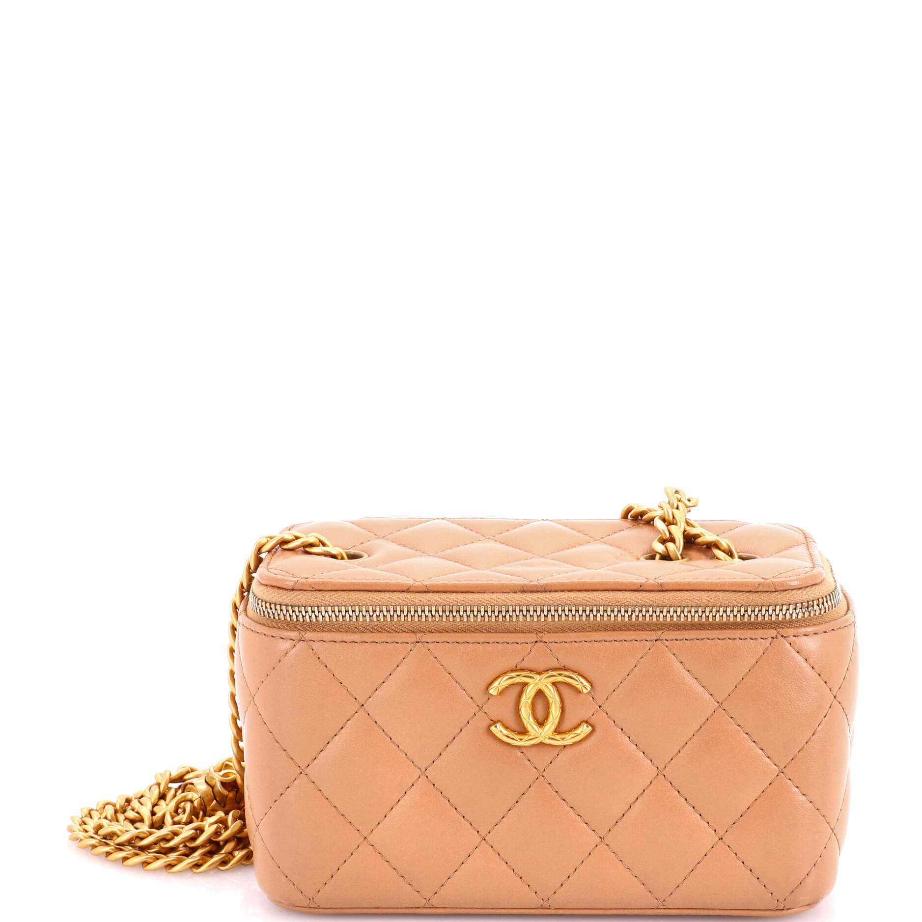 Chanel All Slide Long Vanity Case with Chain Quilted Lambskin Small