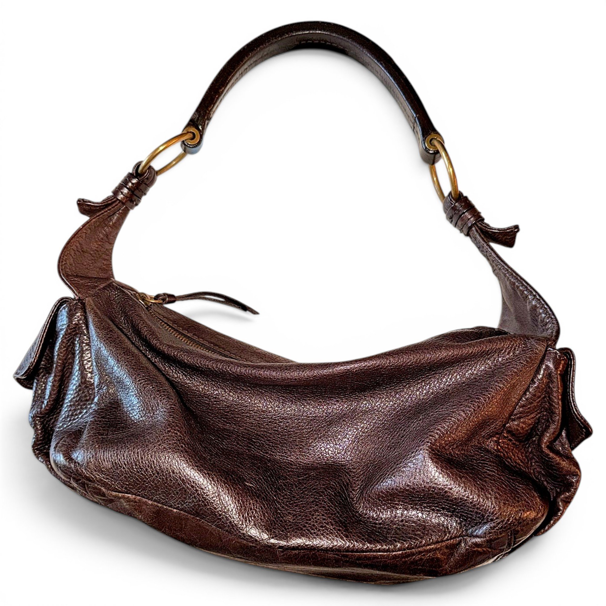 Pocket leather handbag