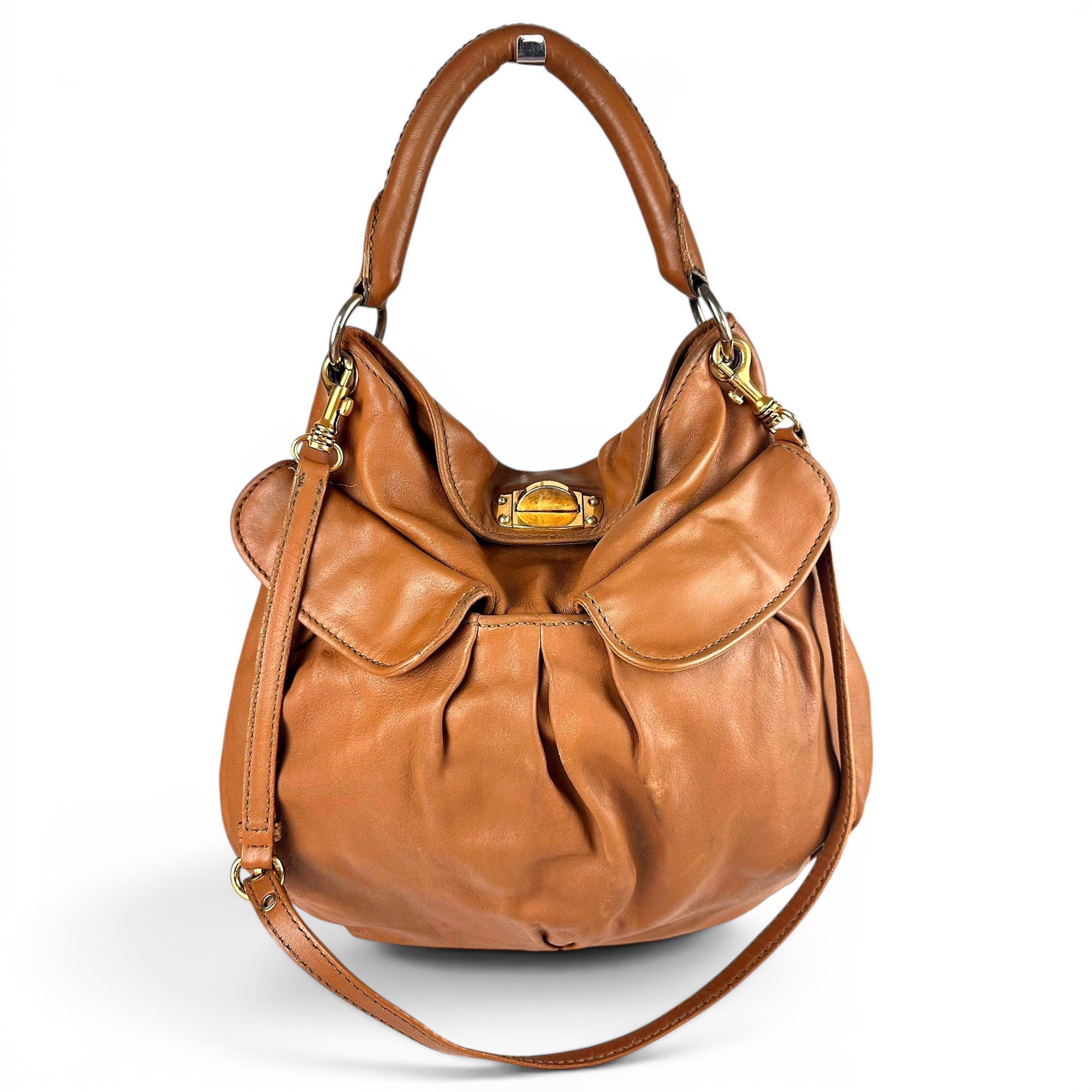 Coffer leather handbag