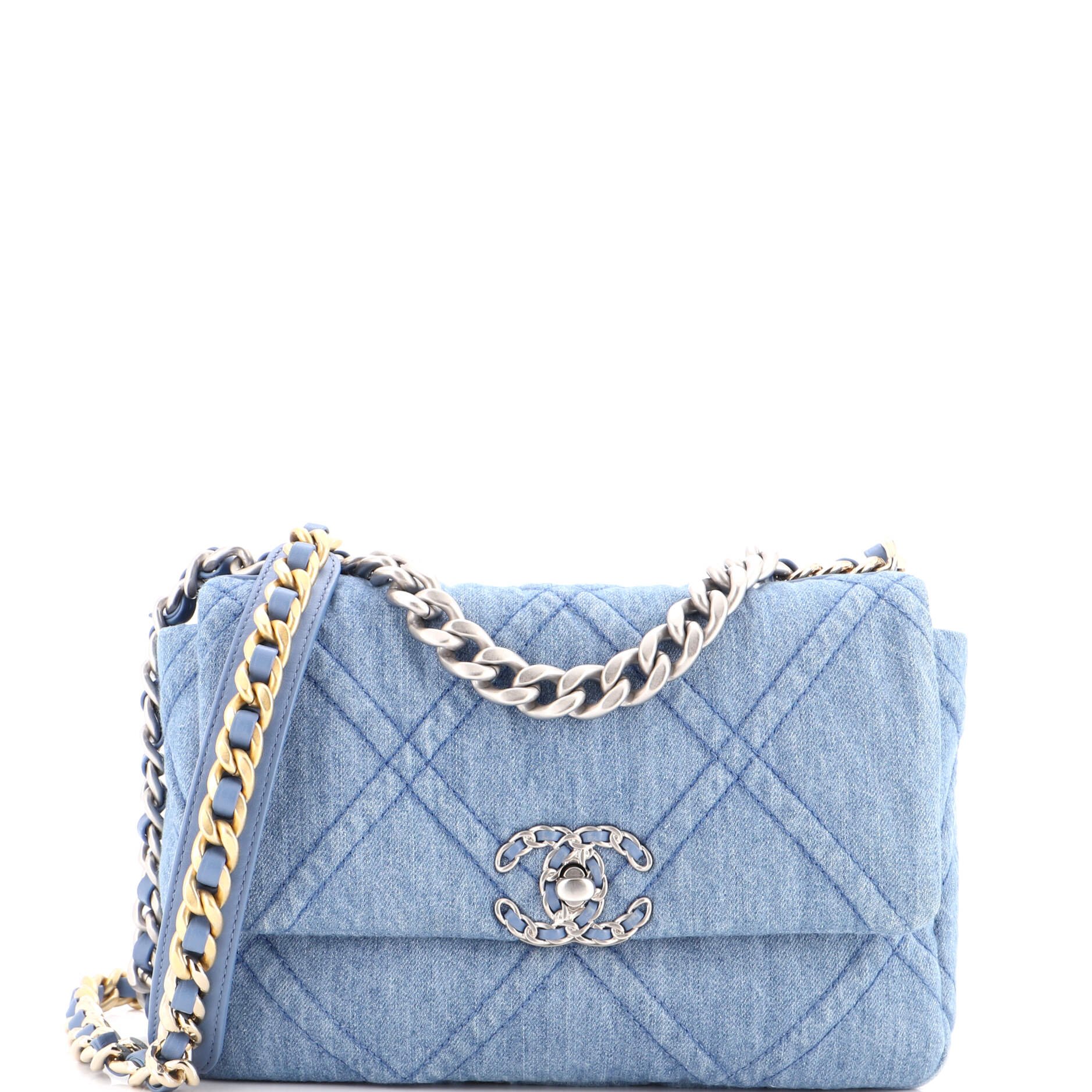 19 Flap Bag Quilted Denim Medium