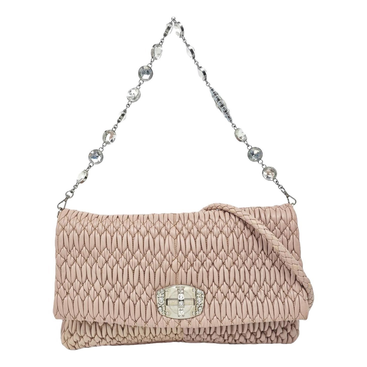 Miu Crystal leather handbag