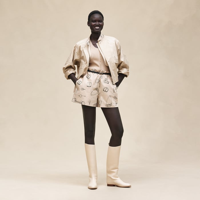 Beige Pierre d'Istrie "Cahier Du Colporteur" Shorts With Elastic Waist