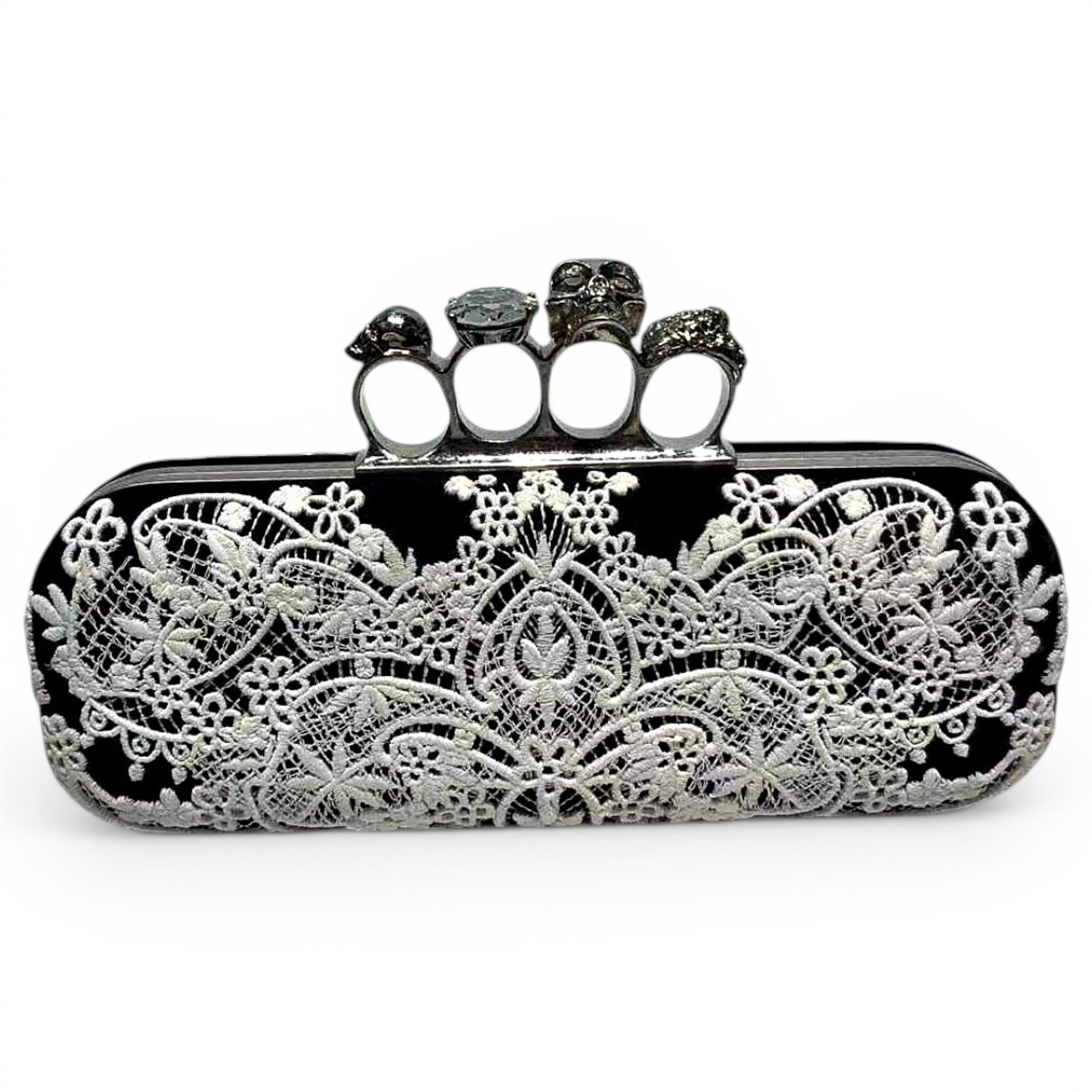 Knuckle velvet handbag