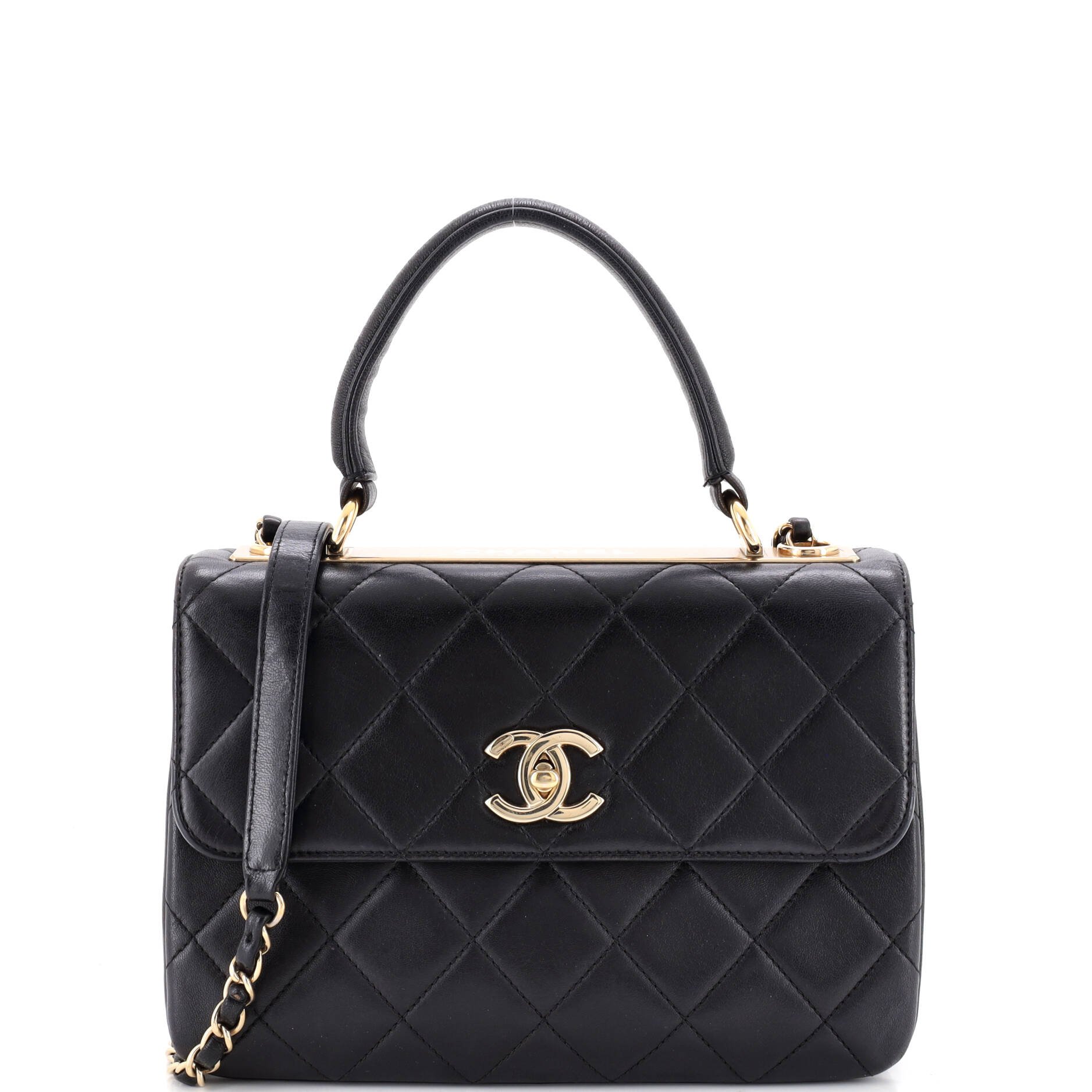 Trendy CC Top Handle Bag Quilted Lambskin Small