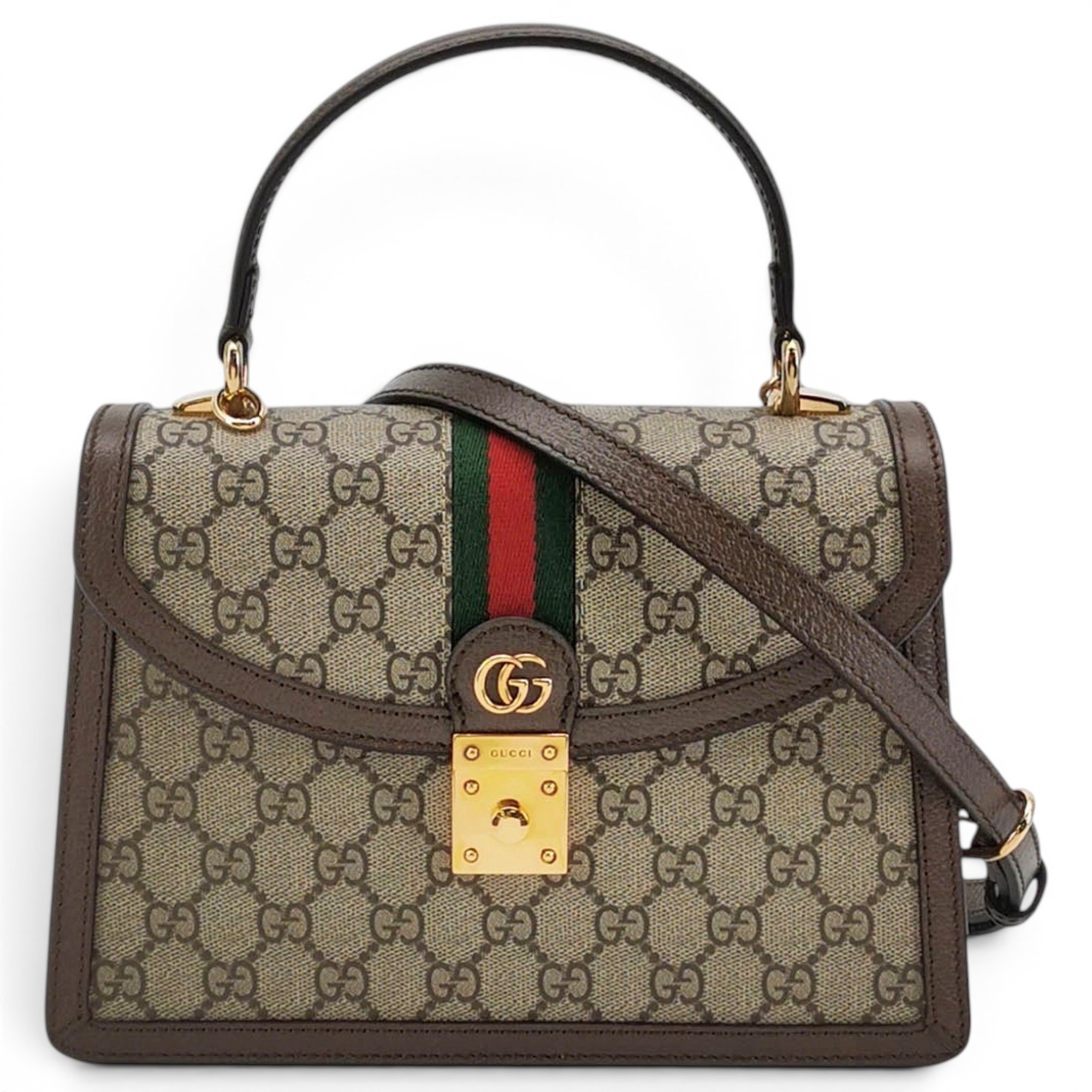 Ophidia Flap Top Handle leather handbag